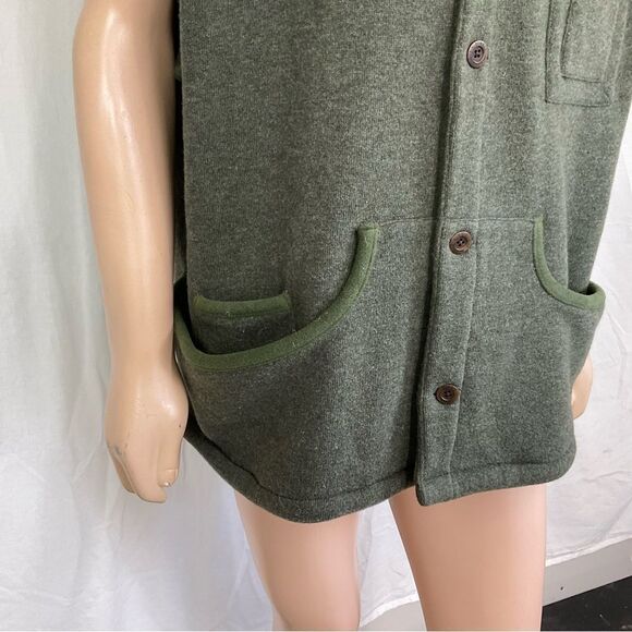 J L Powell The Spirting Life green wool blend sweater utility buttoned vest XXL - Picture 4 of 15